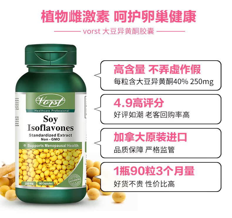 VORST海外旗舰店VORST大豆异黄酮女性更年期 卵巢保养调节内分泌植物雌激素2瓶装0