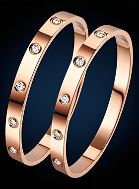 手镯女钛钢欧美不掉色不锈钢手环镶钻简约时尚气质饰品手饰