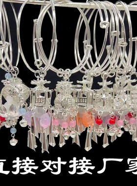 中式古韵国风发光手镯玲珑手环带灯古风铃铛饰品手串汉服饰品流苏