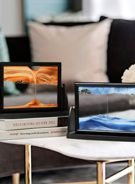 工厂直销方形3d旋转流沙画摆件玻璃工艺品家居装饰解压跨境款