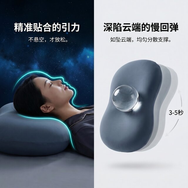 Memory foam pillow, neck pillow, cat skin belly pillow, ice silk soft and non-collapse pillow, partitioned side sleeping, slow rebound pillow