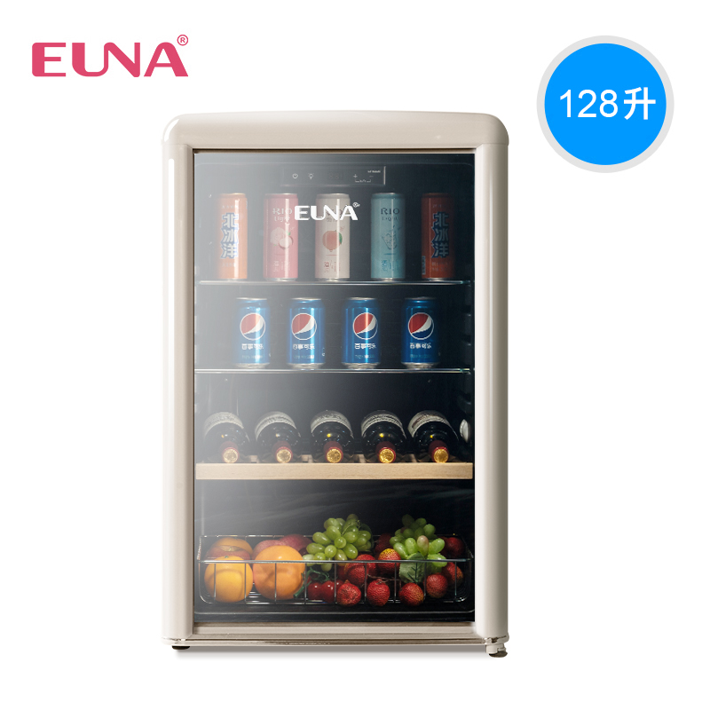 EUNA/优诺 JCS-128C透明玻璃门冰吧小型家用办公室冰吧饮料小冰箱 - 图3