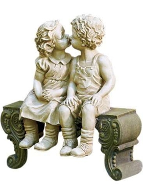 跨境男孩女孩青春懵懂长椅艺术庭院树脂摆件青春悸动白色装饰庭院