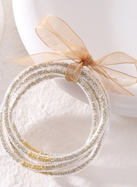 米珠圆珠珠子彩色丝带绑塑料硅胶管颗粒手环手镯跨境欧美亚马逊