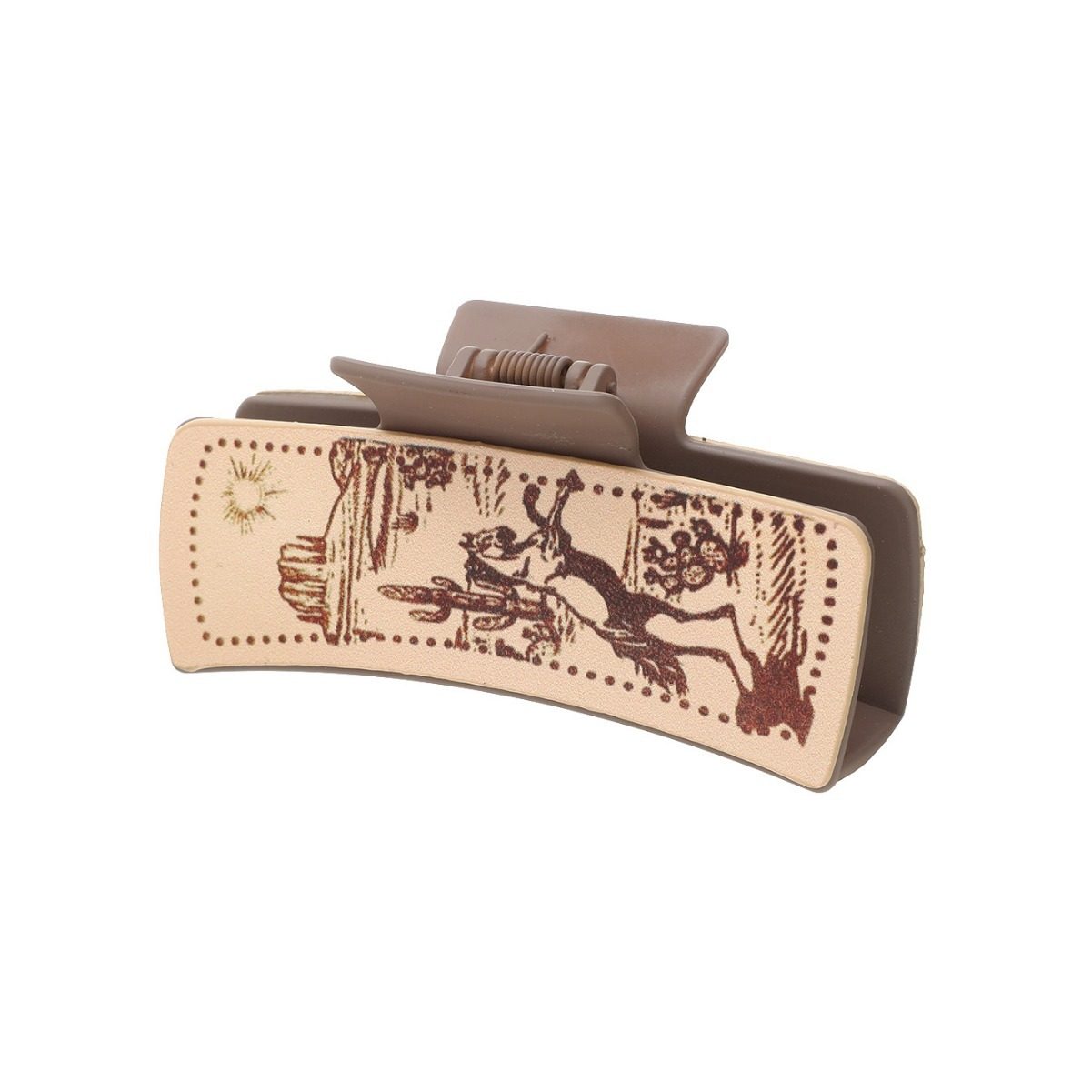 西部风仙人掌印刷图案皮革发夹鲨鱼夹女士抓夹速卖通亚马逊跨境,淘宝优惠券,粉丝福利购,淘宝优惠卷