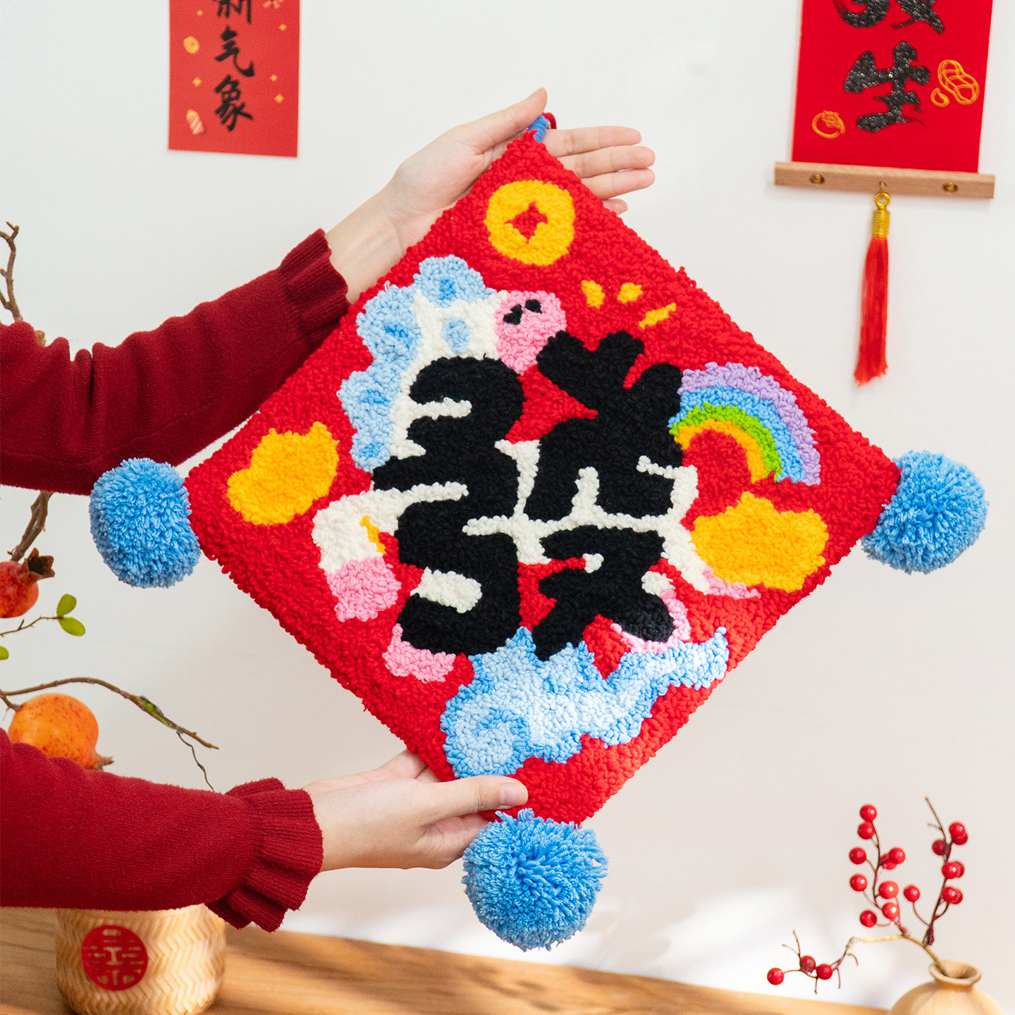 闲惠居家 马年手作春联福字贴戳戳绣手工diy材料包刺绣新年装饰,淘宝优惠券,粉丝福利购,淘宝优惠卷