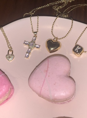 sweetbones甜心辣妹金色爱心锁项链闪钻欧美时尚配饰