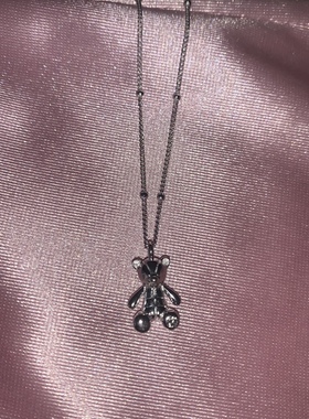 sweetbones通体925纯银芭蕾风蝴蝶结小熊项链叠戴高级感不掉色