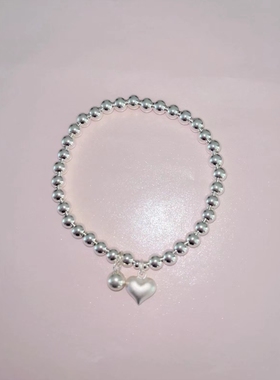 sweetbones新款纯银爱心手链大小自动调节