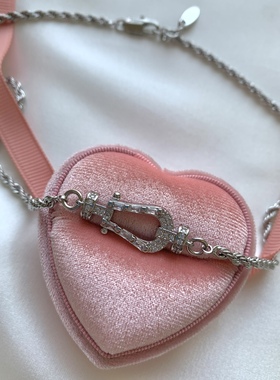 sweetbones甜酷皮带锆石项链银色麻花链简约百搭项链