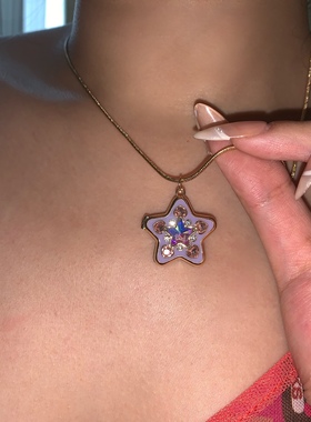 sweetbones芭比甜心紫色星星锆石项链辣妹饰品