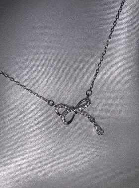 sweetbones芭蕾少女s925通体纯银蝴蝶结项链爆闪高级感饰品