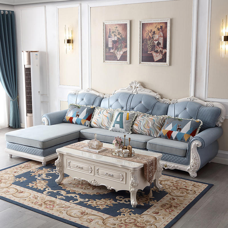欧式布艺沙发可拆洗客厅大小户型组合转角贵妃整装简欧科技布沙发