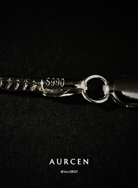 AURCEN翱森·蛇骨链 项链 足银 银镀18K金 约18g 60cm