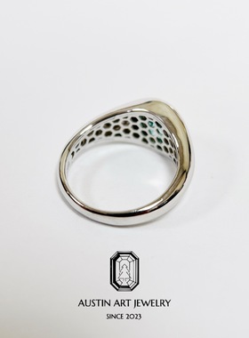 AUSTIN翱森·金镏子印章戒 培育帕拉伊巴 黄蓝宝 中性风 镀18K金