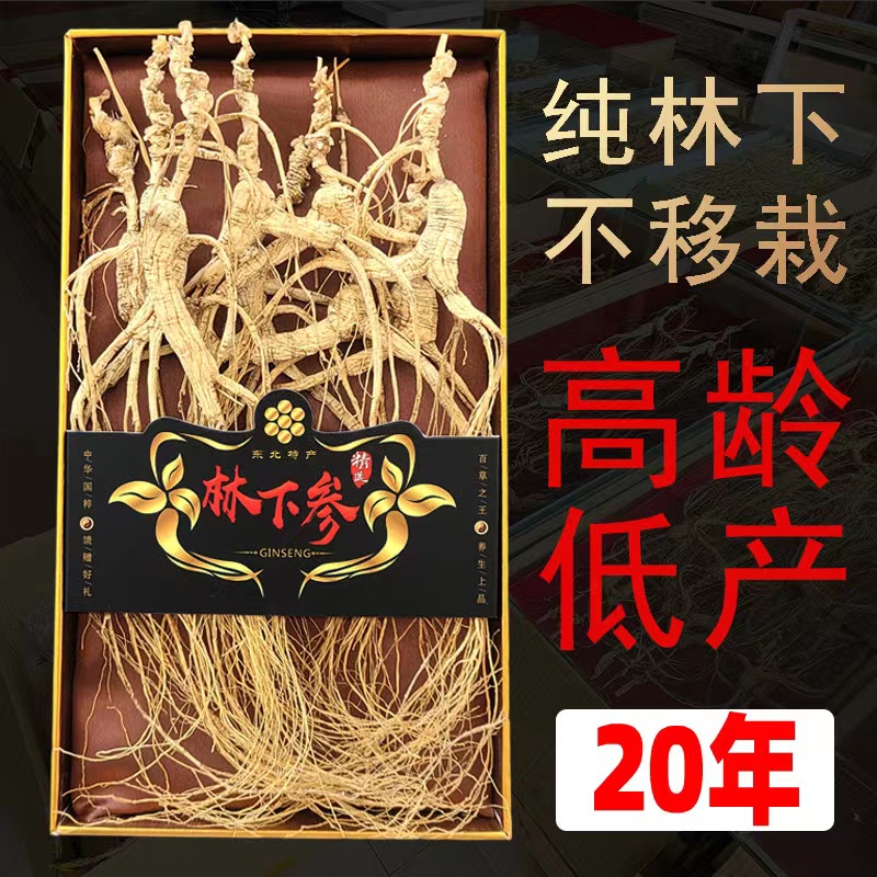 野生林下参18-20年人参礼盒高档长白山野山参林下山参干人参泡酒 - 图2