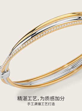 KKLUE-基础系列S925银锆石满镶三环手镯简约手饰时尚风设计感手链