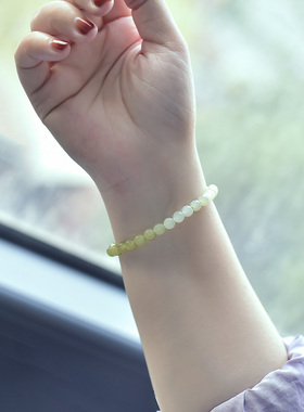 圆珠天然青海料和田玉弹力手串