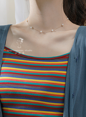 S925银淡水珍珠满天星项链锁骨链