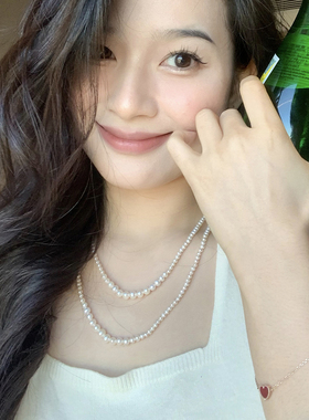 小立交渐变淡水珍珠毛衣链女项链