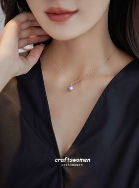 小立交 日本进口akoya真多麻蓝灰色巴洛克珍珠项链锁骨链闺蜜礼物