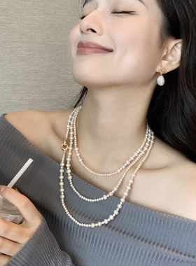 小立交安可小姐淡水珍珠毛衣链