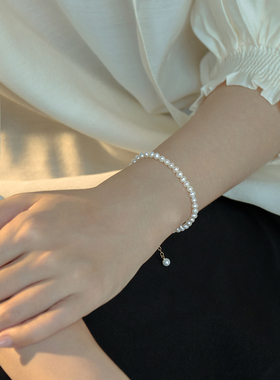 小立交 3.5-4mm椭圆淡水珍珠手链小众轻奢简约新款法式复古手串