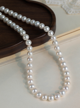 6-7mm近正圆天然淡水珍珠项链女