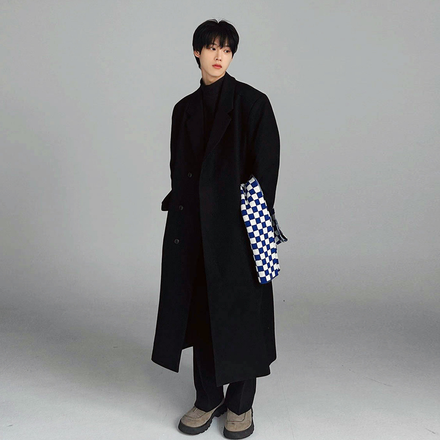 男士灰色毛呢外套新款克苏鲁呢子大衣加厚韩版英伦风冬季垫肩风衣,淘宝优惠券,粉丝福利购,淘宝优惠卷