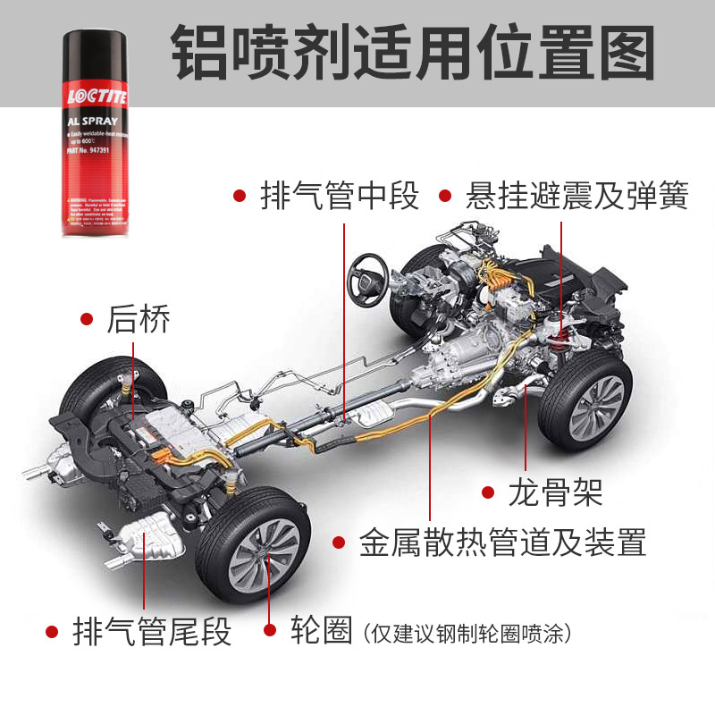 德国汉高进口排气管防锈漆耐高温铝喷剂汽车摩托车底盘隔热银色漆 - 图2