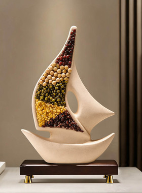 高级感简约五谷丰登帆船摆件