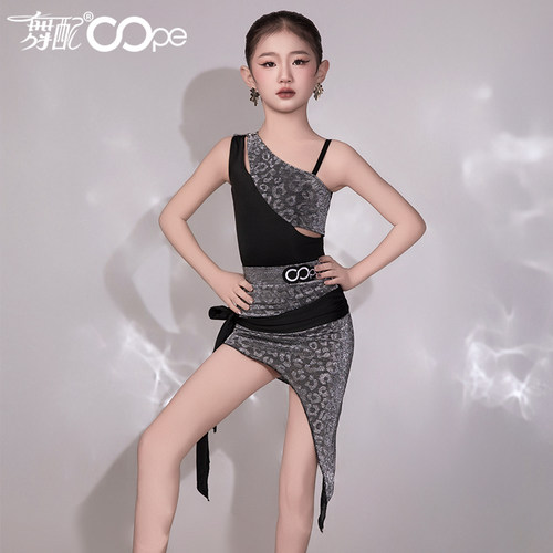 断码清仓-拉丁舞服oope舞配训练服拉丁舞练功服女童吊带豹纹裙TJ - 图3
