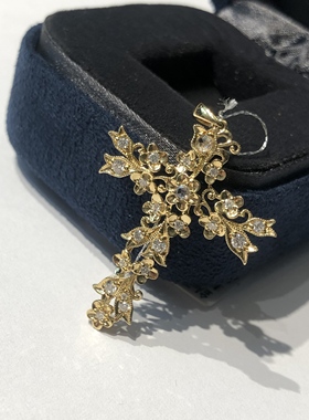 宫廷风18k金花丝十字架吊坠