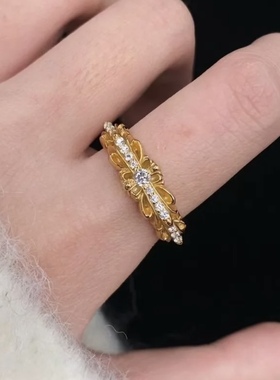 王嘉尔同款22k金hearts十字架十字花钻石情侣戒指对戒