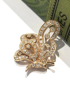 18K玫瑰金镂空蝴蝶天然钻石