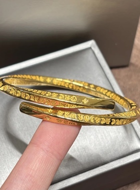 22k金满钻天然钻石莫比乌斯十字架符文手镯手环