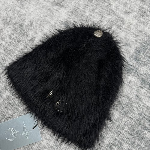 Thug Club 24fw 金属星月logo海马毛毛绒针织冷帽保暖套头帽韩国 - 图0