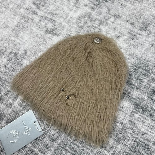 Thug Club 24fw 金属星月logo海马毛毛绒针织冷帽保暖套头帽韩国 - 图1