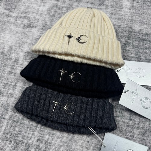 Thug Club 25fw 星月针织毛线冷帽 金属logo帽子保暖套头帽韩国 - 图0