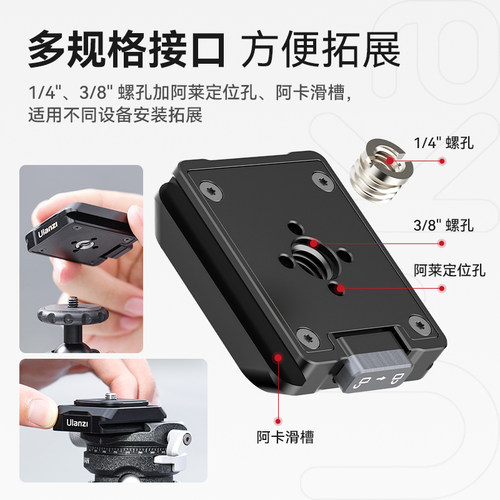 Ulanzi优篮子UKA01快装板相机快拆快挂配件背包肩带背带三脚架云台转换底座兼容小隼F38阿卡摄影横竖拍夹座 - 图2