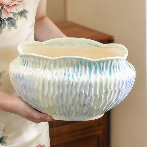 现代中式陶瓷花盆异形大口径轻奢家用蝴蝶兰组盆小叶赤楠盆栽盆景 - 图0