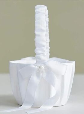 1/2pcs Satin Pearl Knot Flower Basket For Girls, Ring Holder