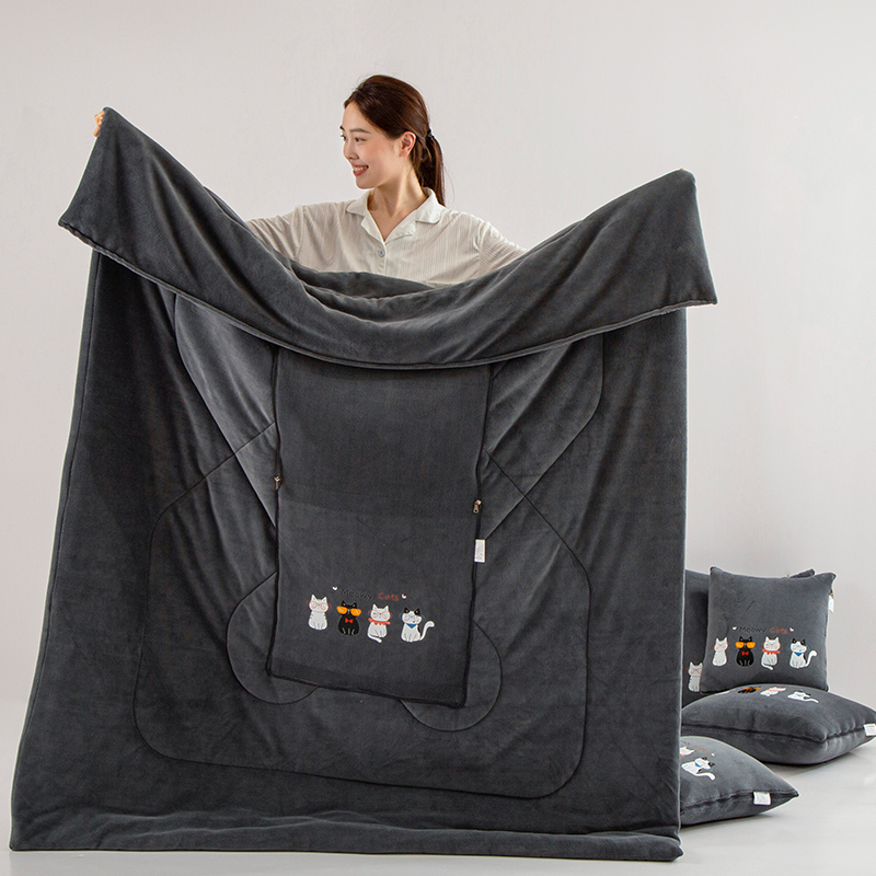 牛奶绒 抱枕车用被子两用二合一2024新款折叠午睡毯子空调枕头被 - 图2