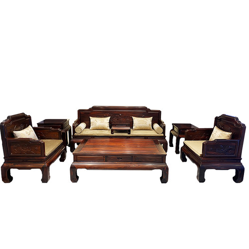 印尼黑酸枝沙发客厅红木酸枝木沙发组合东阳阔叶黄檀中式实木家具-图3