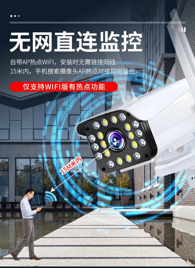 无线摄像头wifi手机无需网络远程家用监控器高清夜视室外防水4g - 图3