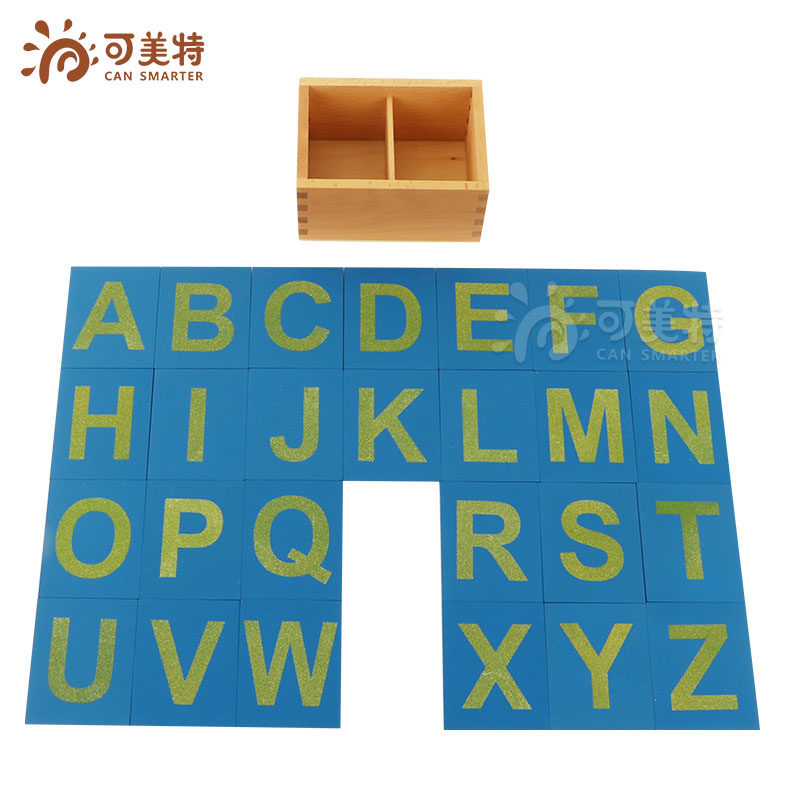 可美特蒙氏语言教具小写和大写沙子英文字母砂字板蒙台梭利早教