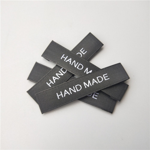 高品质大衣袖标HAND MADE黑底白字布标织唛西装外套精品标签 - 图3