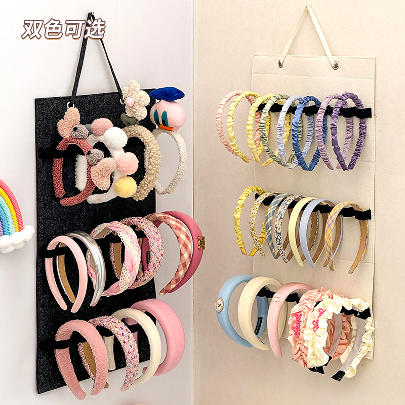 发箍收纳神器宿舍墙上门后壁挂发饰展示架儿童头箍发饰毛毡布挂袋,淘宝优惠券,粉丝福利购,淘宝优惠卷
