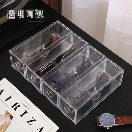 网红多格眼镜收纳盒透明亚克力隐形眼镜太阳镜盒大容量多副墨镜盒 - 图3
