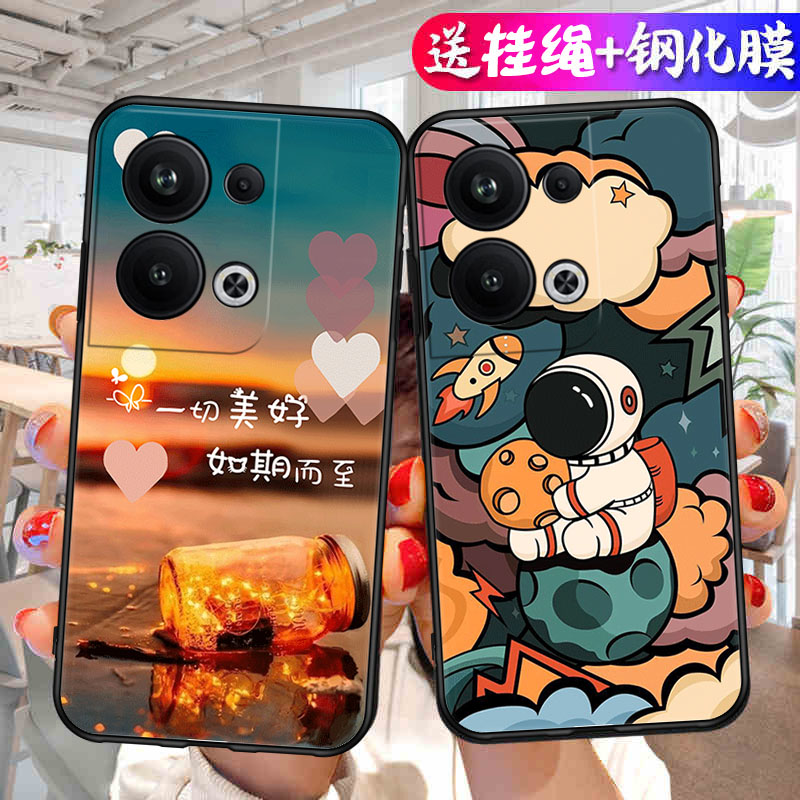 适用opporeno9pro+手机壳PGW110学生ren09pro+镜头保护reno9por+挂绳renon9pro+耐脏opop支架ren09+加钢化膜 - 图0